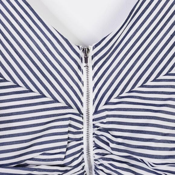 ALI & JAY Striped Cocktails Please 3/4 Sleeve Top Zip up Back Size Medium - Picture 4 of 10
